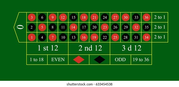 Real roulette table green for your design. Vector illustration.