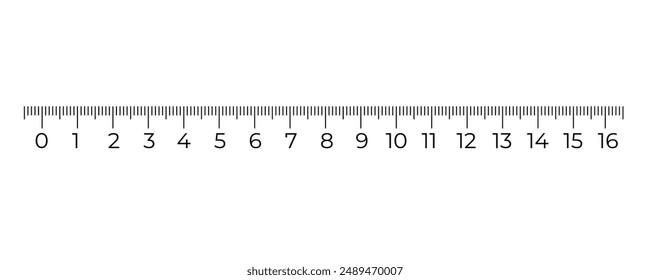 Real ruler at 15 cm from the top of the scale. 1 division equals 1 millimeter. Transparent background. Simple design.