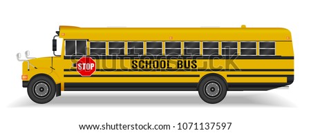real school bus on a white background