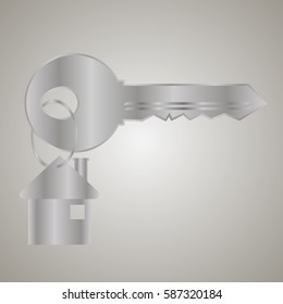 real silver metal house key