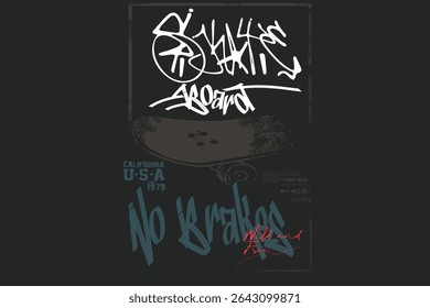 real skatista, grafiteiro slogan sakateTee, Skater arte tees, t camisa gráficos impressão vetor ilustração design, Skate placa lettering, Tipografia urbana hipster rua arte para tees.eps8