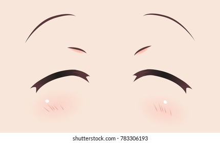 Real smiling anime eyes (manga) girls, in Japanese style. eyes screwed up