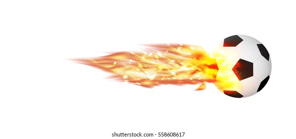 real soccer football with a burning fire vector