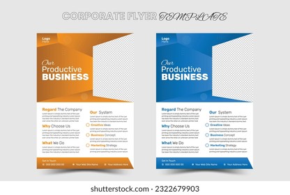 Real state business Flyer design background, two colors scheme, Corporate flyer vector template in A4 size