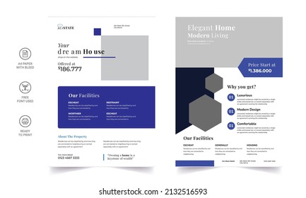 Real State Business Flyer Template - Home Selling Advertisement. Editable Flyer Template, Brochure Design, Real Estate Trifold Brochure or a4 size flyer.