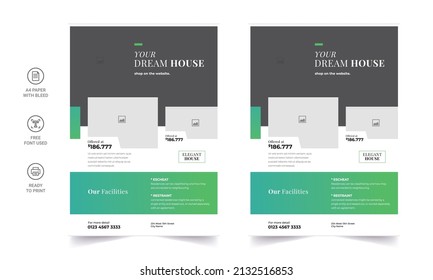 Real State Business Flyer Template - Home Selling Advertisement. Editable Flyer Template, Brochure Design, Real Estate Trifold Brochure or a4 size flyer. svg