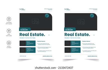 Real State Business Flyer Template - Home Selling Advertisement. Editable Flyer Template, Brochure Design, Real Estate Trifold Brochure Or A4 Size Flyer.