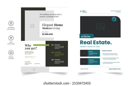 Real State Business Flyer Template - Home Selling Advertisement. Editable Flyer Template, Brochure Design, Real Estate Trifold Brochure Or A4 Size Flyer.