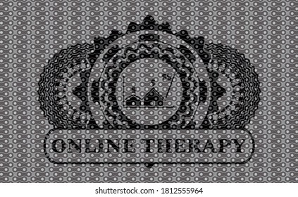 Real state business icon and Online therapy text black abstract badge. Pattern handsome background. Illustration. 