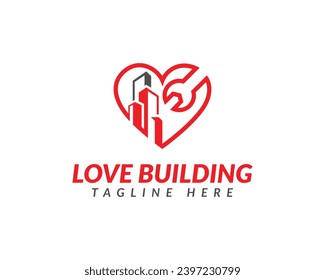 Real state Constriction Branding Vector Logo Design Template. House Combined With Heart, Modern Constriction Logo Design.