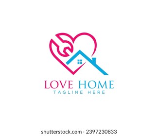 Real state Constriction Branding Vector Logo Design Template. House Combined With Heart, Modern Constriction Logo Design.