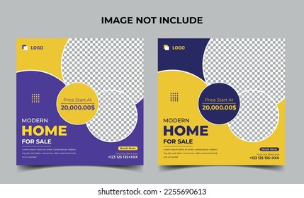 Real state home social media post design. For web banner ads.
