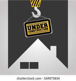 real state house under construction sign hanging vector illustration eps 10