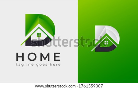Real state Logo design concept with Latter D and Home In white and green background .Real state logo design & illustration vector art for property and home  house sell buy agency with 2 colors .