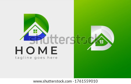 Real state Logo design concept with Latter D and Home In white and green background .Real state logo design & illustration vector art for property and home  house sell buy agency with 2 colors 2 .