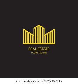 Diseño del logotipo de estado real. ilustración vectorial art línea logotipo inmobiliario,Casa,icono ,