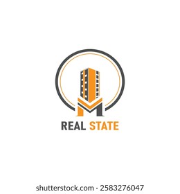 REAL STATE LOGO DESIGN LETTER M BULDING 