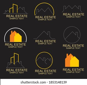 Das Design von Logos in Echtzeit, Vorlagen und Vektorgrafiken. Diese Logosymbole sind in abstrakter Form in kreativer Weise integriert.