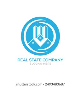 Vektorgrafik der Illustration von Vorlagen des Real-State-Logodesigns. Diese Logosymbole werden auf kreative Weise mit abstrakter Form integriert.