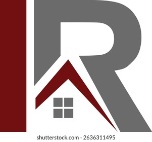 Real state logo with red and grey color with touch of I and R alplabet.