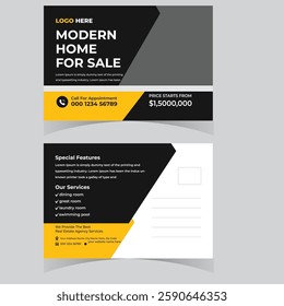 Real state  Postcard design template. Postcard real estate Or Morden Home Sale Postcard Template Design