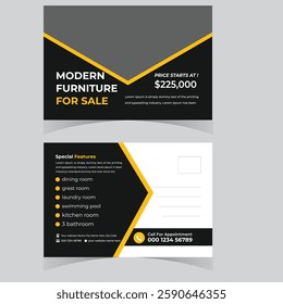 Real state  Postcard design template. Postcard real estate Or Morden Home Sale Postcard Template Design