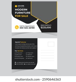 Real state  Postcard design template. Postcard real estate Or Morden Home Sale Postcard Template Design