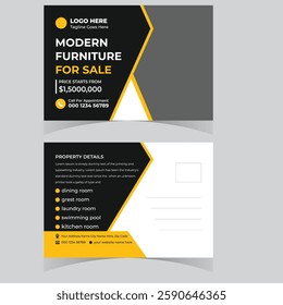 Real state  Postcard design template. Postcard real estate Or Morden Home Sale Postcard Template Design