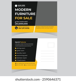 Real state  Postcard design template. Postcard real estate Or Morden Home Sale Postcard Template Design