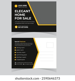 Real state  Postcard design template. Postcard real estate Or Morden Home Sale Postcard Template Design