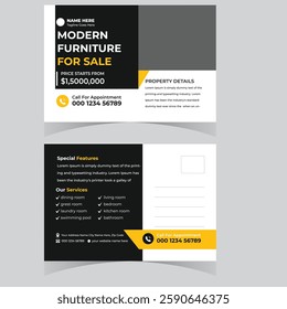 Real state  Postcard design template. Postcard real estate Or Morden Home Sale Postcard Template Design