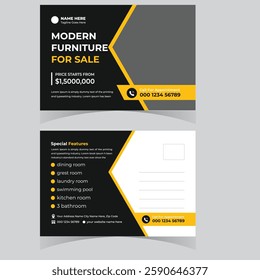 Real state  Postcard design template. Postcard real estate Or Morden Home Sale Postcard Template Design