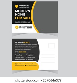 Real state  Postcard design template. Postcard real estate Or Morden Home Sale Postcard Template Design