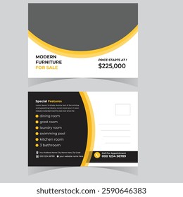 Real state  Postcard design template. Postcard real estate Or Morden Home Sale Postcard Template Design