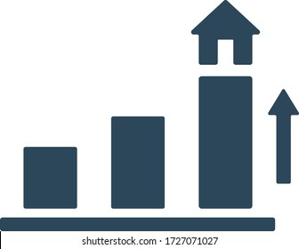 Real state prices increase. Rental property growth icon. Flat icon design.