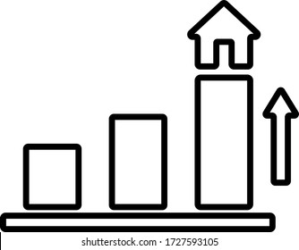 Real state prices increase. Rental property growth icon. Flat icon design.