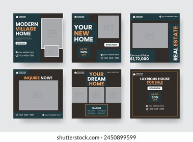 Real State Social Media Post Layout Template Set.