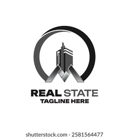 REAL STATES LOGO DESIGN LETTER M