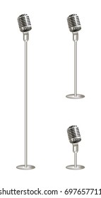 real steel vintage microphone on white background