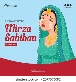 Real Story Of Mirza Sahiban Banner Design Template.