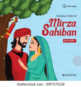 Real story of Mirza Sahiban banner design template.