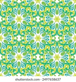 Real Tatar seamless pattern. Islamic tulip, floral geometry. Culture of the Tatar people, symbols of green and red