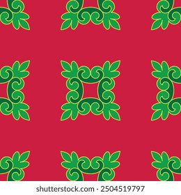 Real Tatar seamless pattern. Islamic floral geometry. Culture of the Tatar people, symbols of green and red