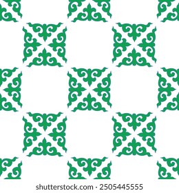Real Tatar seamless pattern. Islamic floral geometry. Culture of the Tatar people, symbols of green and red