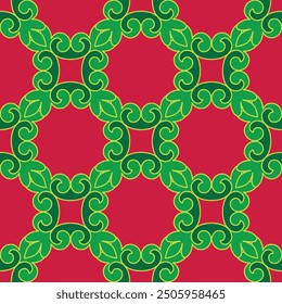 Real Tatar seamless pattern. Islamic floral geometry. Culture of the Tatar people, symbols of green and red