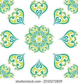Real Tatar seamless pattern. Islamic tulip, floral geometry. Culture of the Tatar people, symbols of green and red