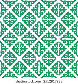 Tártaro real padrão sem emenda. Geometria floral islâmica. Cultura do povo tártaro, símbolos de verde e vermelho