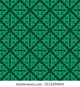 Echtes Tatarisches nahtloses Muster. Islamische Blumengeometrie. Kultur des tatarischen Volkes, Symbole von Grün und Rot