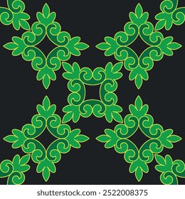 Real Tatar seamless pattern. Islamic floral geometry. Culture of the Tatar people, symbols of green and red