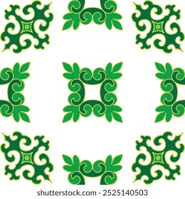 Tártaro real padrão sem emenda. Geometria floral islâmica. Cultura do povo tártaro, símbolos de verde e vermelho
